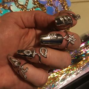 Nail rings sterling silver crystal gypsy festival